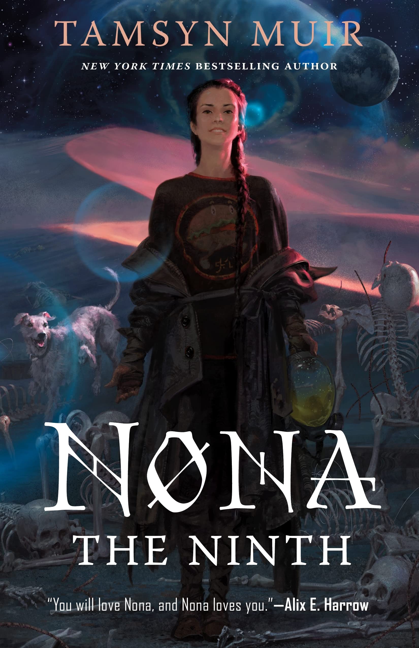 Cover for Tamsyn Muir's Nona the Ninth, third book in the Locked Tomb series.